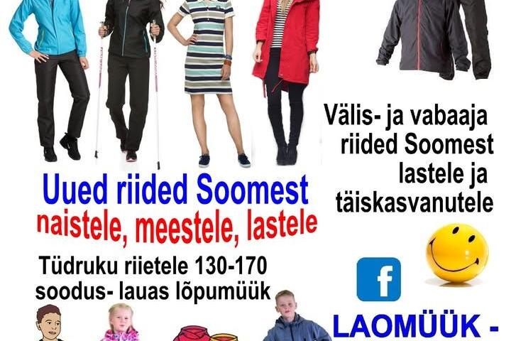 Soodne laomüük- uued hooajariided Soomest kogu perele Türi kultuurikeskuses - Türi Kultuurikeskus