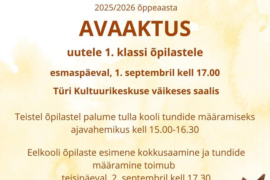 Türi Muusikakooli 2025/2026. õppeaasta avaaktus ja tundide määramine - Türi Kultuurikeskus väike saal