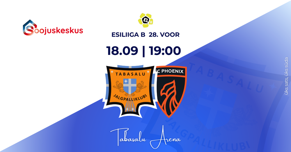 Soojuskeskus esitleb: JK Tabasalu vs Jõhvi FC Phoenix - Tabasalu Arena