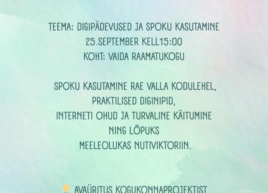 Digipädevuse pärastlõuna "Lõimumise teod Vaidas" - Vaida Raamatukogu