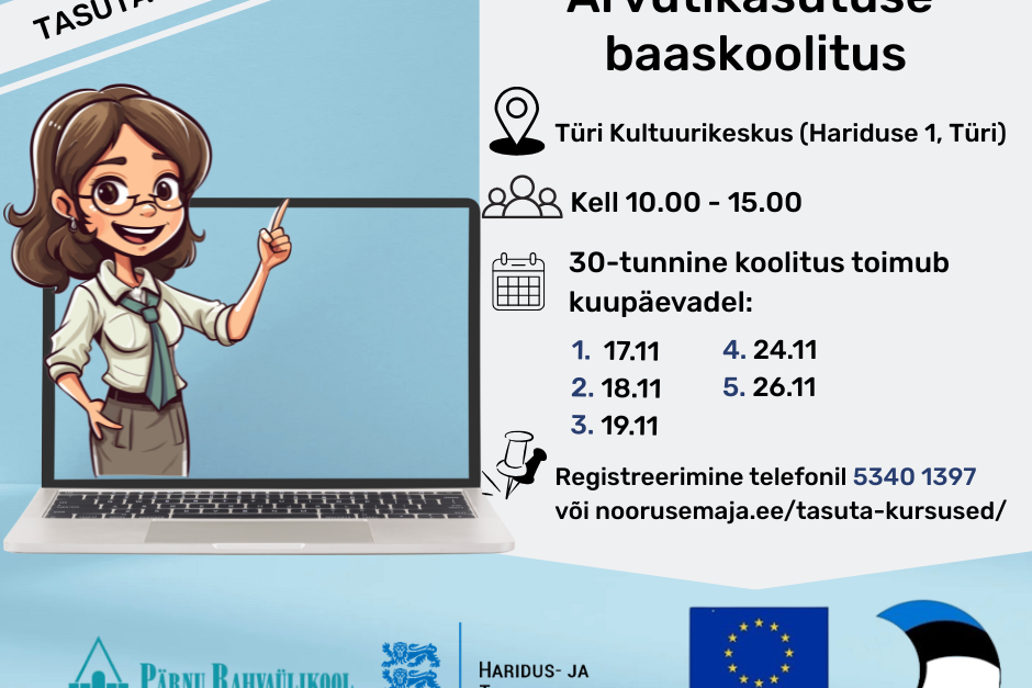 Arvutikasutuse baaskoolitus Türi kultuurikeskuses - Türi Kultuurikeskus