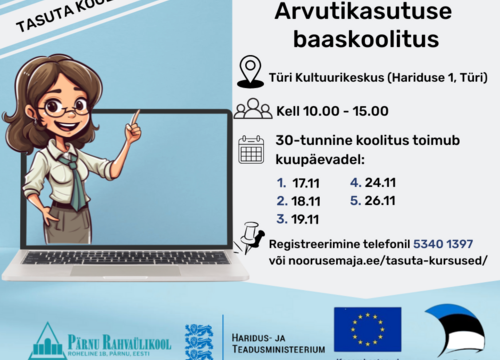 Arvutikasutuse baaskoolitus Türi kultuurikeskuses - Türi Kultuurikeskus