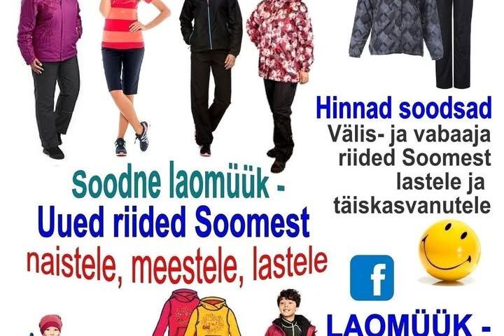 Soodne laomüük- uued hooajariided Soomest kogu perele Türi kultuurikeskuses - Türi Kultuurikeskus