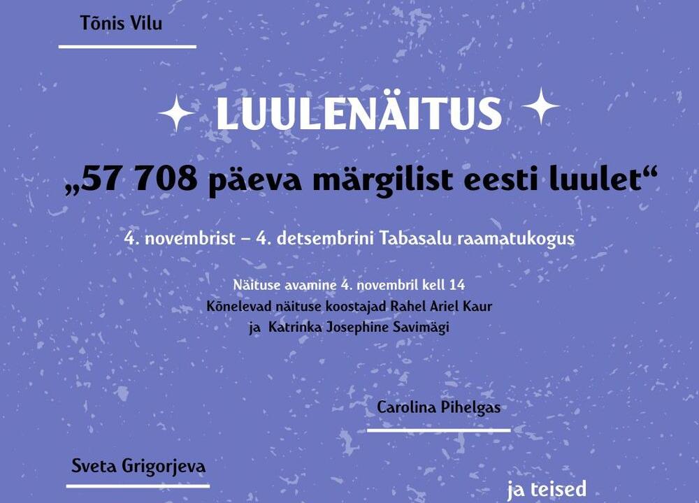 Eesti luuleraamatute näitus - Tabasalu Raamatukogu Eesti luuleraamatute näitus - Tabasalu Raamatukogu