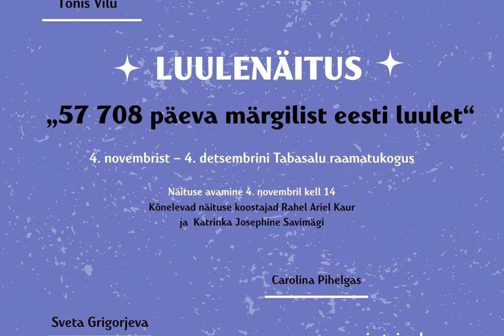 Eesti luuleraamatute näitus - Tabasalu Raamatukogu