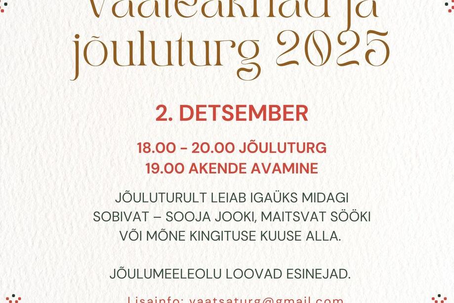 Väätsa muinasjutuliste vaateakende avamine ja jõuluturg - Väätsa Rahvamaja Väätsa muinasjutuliste vaateakende avamine ja jõuluturg - Väätsa Rahvamaja