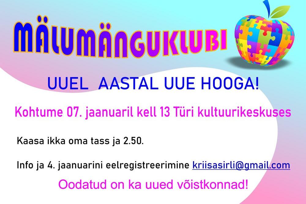Mälumänguklubi III kokkusaamine Türi kultuurikeskuses - Türi Kultuurikeskus