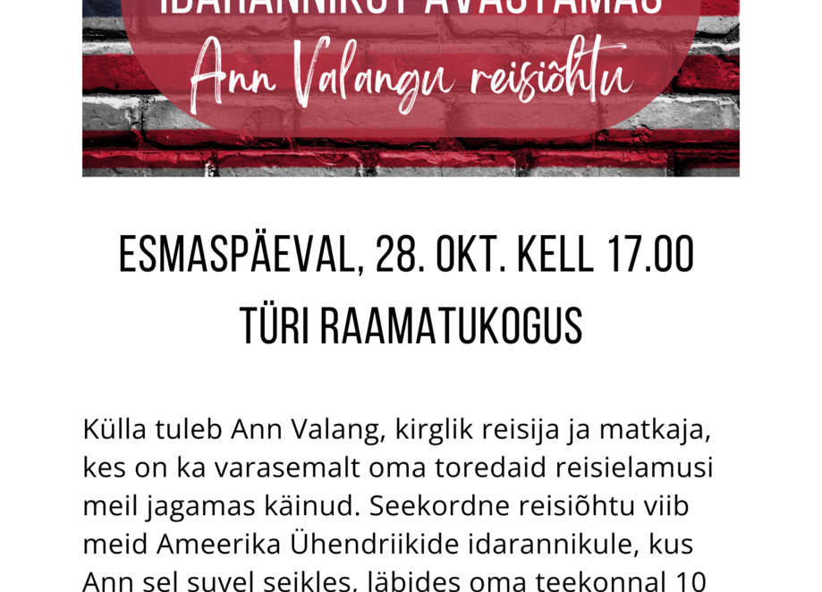 Ann Valangu reisiõhtu - Türi raamatukogu